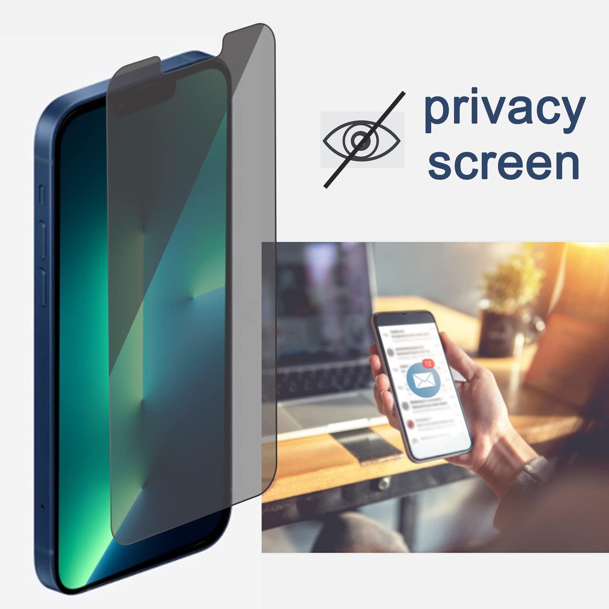Ailun Privacy Screen Protector for iPhone 16e / iPhone 14 / iPhone 13 / iPhone 13 Pro [6.1 Inch] 2 Pack Anti Spy Private Tempered Glass Anti - Scratch Case Friendly [Not for iPhone 16 6.1 Inch] - 7DAY'S