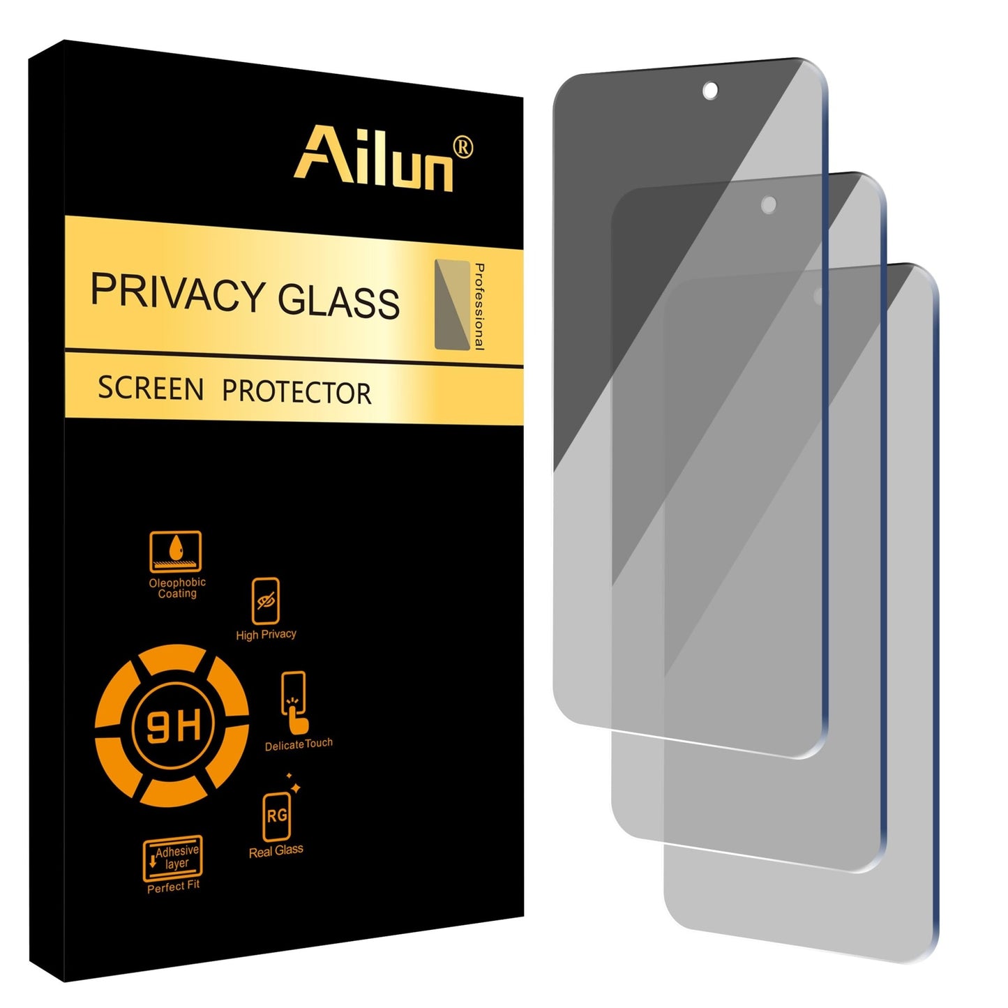 Ailun Privacy Screen Protector for iPhone 16e / iPhone 14 / iPhone 13 / iPhone 13 Pro [6.1 Inch] 2 Pack Anti Spy Private Tempered Glass Anti - Scratch Case Friendly [Not for iPhone 16 6.1 Inch] - 7DAY'S