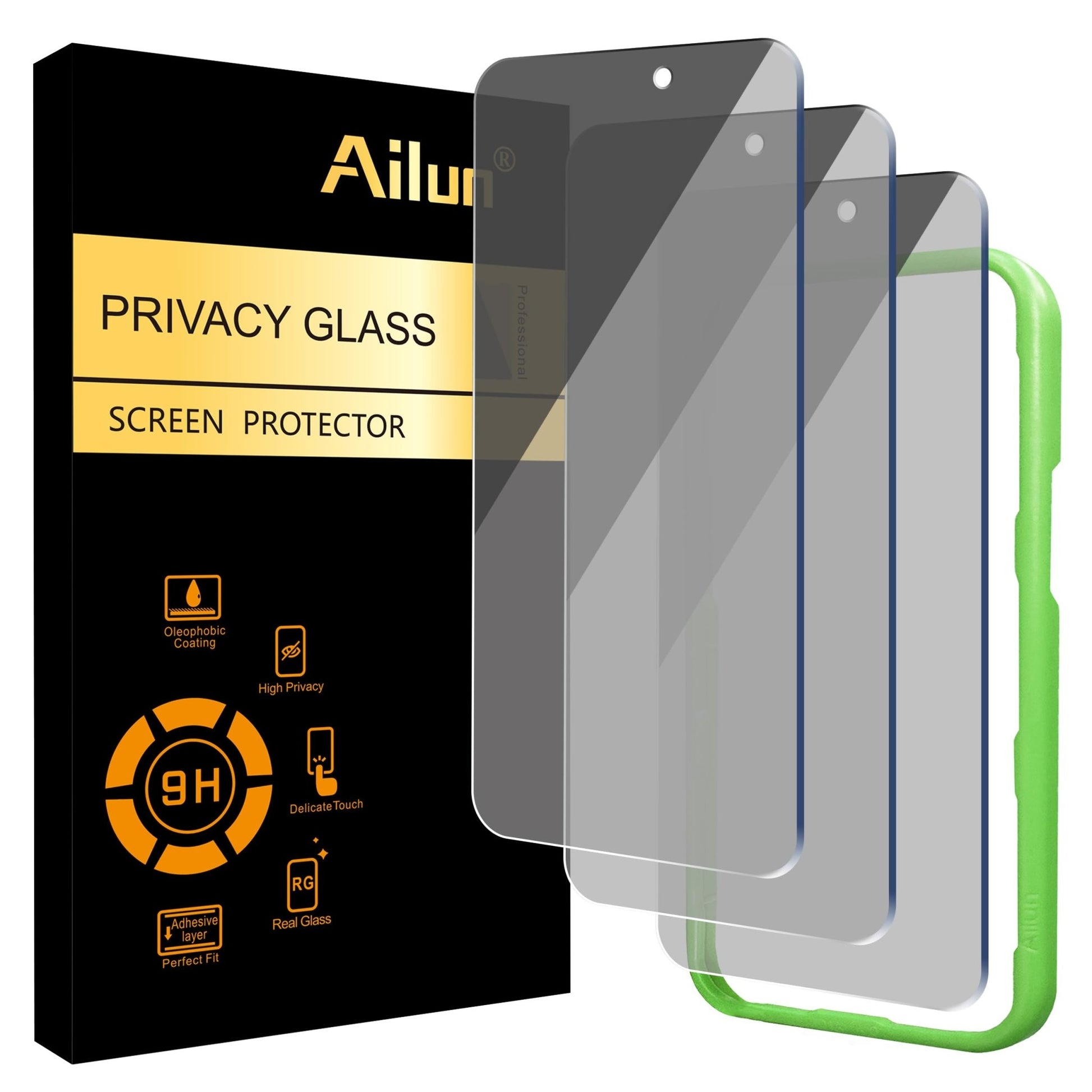 Ailun Privacy Screen Protector for iPhone 16e / iPhone 14 / iPhone 13 / iPhone 13 Pro [6.1 Inch] 2 Pack Anti Spy Private Tempered Glass Anti - Scratch Case Friendly [Not for iPhone 16 6.1 Inch] - 7DAY'S