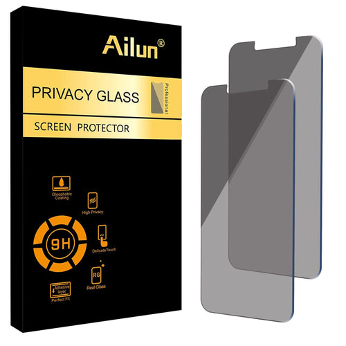 Ailun Privacy Screen Protector for iPhone 16e / iPhone 14 / iPhone 13 / iPhone 13 Pro [6.1 Inch] 2 Pack Anti Spy Private Tempered Glass Anti - Scratch Case Friendly [Not for iPhone 16 6.1 Inch] - 7DAY'S