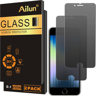 Ailun Privacy Tempered Glass Screen Protector for Apple iPhone SE 2020/2022, 2Pack Anti Spy Private 0.33mm Case Friendly iPhone SE 2nd/3rd Generation