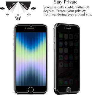 Ailun Privacy Tempered Glass Screen Protector for Apple iPhone SE 2020/2022, 2Pack Anti Spy Private 0.33mm Case Friendly iPhone SE 2nd/3rd Generation - 7DAY'S