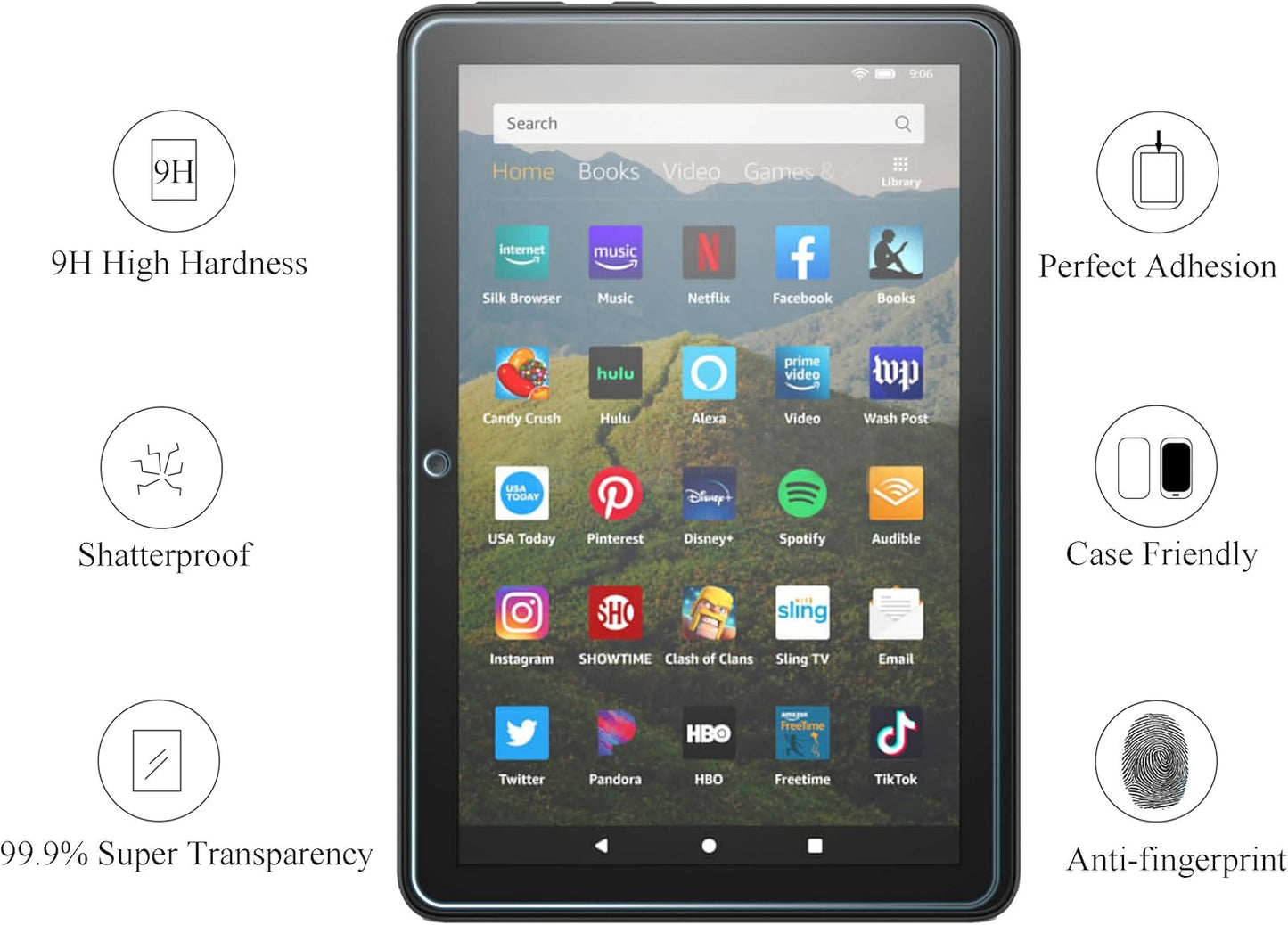 Ailun Screen Protector for Amazon Kindle Fire HD 8/8 Plus/Kids [8 inch] 2022&2020 Released - 0.33mm Tempered Glass, Ultra Clear, Anti - Scratch, Case Friendly - 7DAY'S