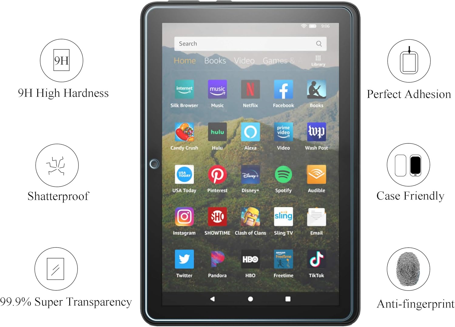 Ailun Screen Protector for Amazon Kindle Fire HD 8/8 Plus/Kids [8 inch] 2022&2020 Released - 0.33mm Tempered Glass, Ultra Clear, Anti - Scratch, Case Friendly - 7DAY'S