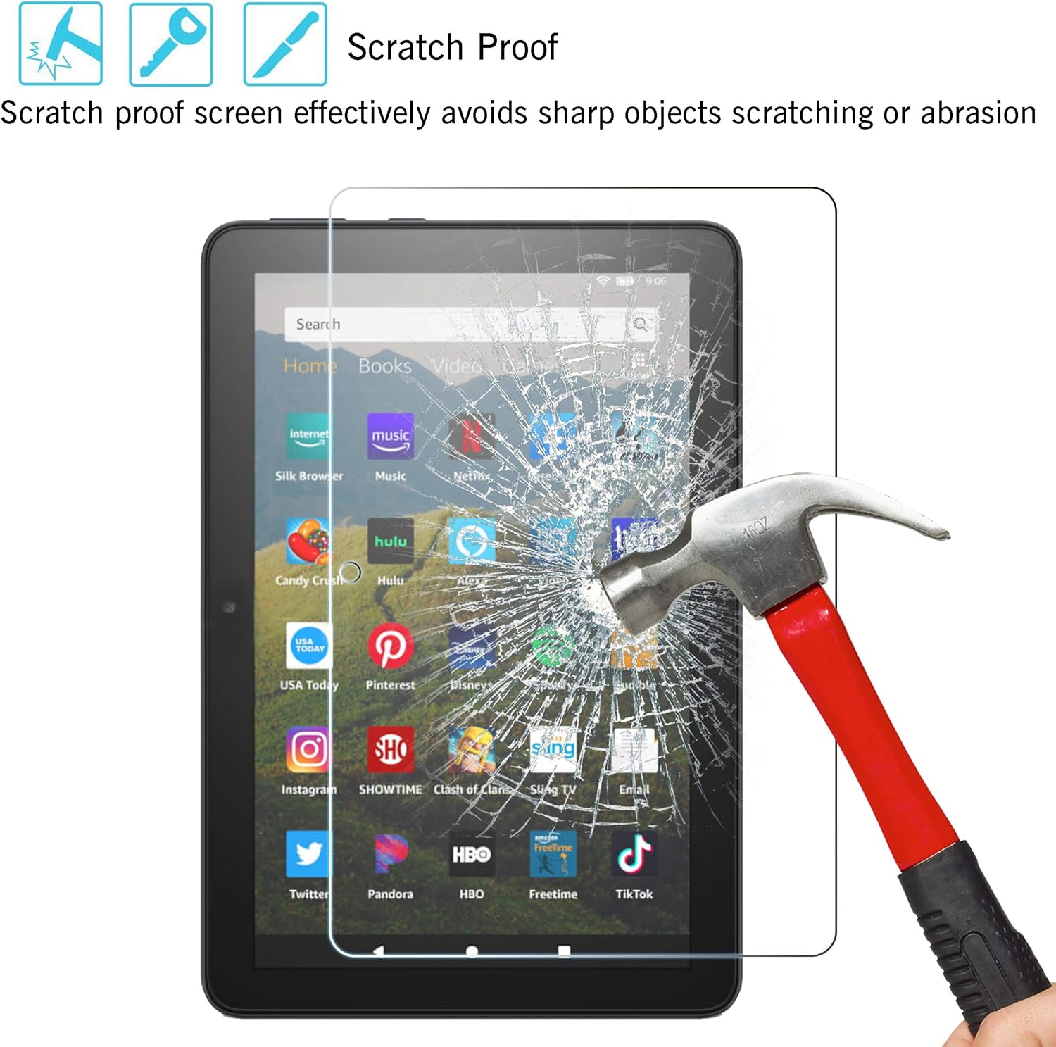 Ailun Screen Protector for Amazon Kindle Fire HD 8/8 Plus/Kids [8 inch] 2022&2020 Released - 0.33mm Tempered Glass, Ultra Clear, Anti - Scratch, Case Friendly - 7DAY'S