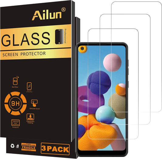 Ailun Screen Protector for Galaxy A21 3 Pack Tempered Glass Ultra Clear Anti - Scratch Case Friendly - 7DAY'S