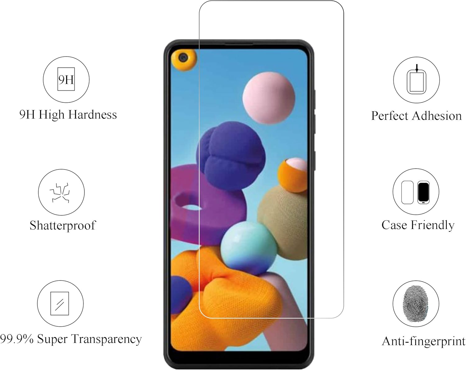 Ailun Screen Protector for Galaxy A21 3 Pack Tempered Glass Ultra Clear Anti - Scratch Case Friendly - 7DAY'S