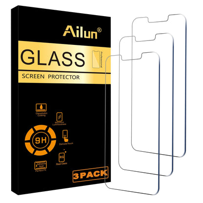 Ailun Screen Protector for iPhone 16e / iPhone 14 / iPhone 13 / iPhone 13 Pro [6.1 Inch] Display 3 Pack Tempered Glass, Case Friendly [Not for iPhone 16 6.1 Inch] - 7DAY'S