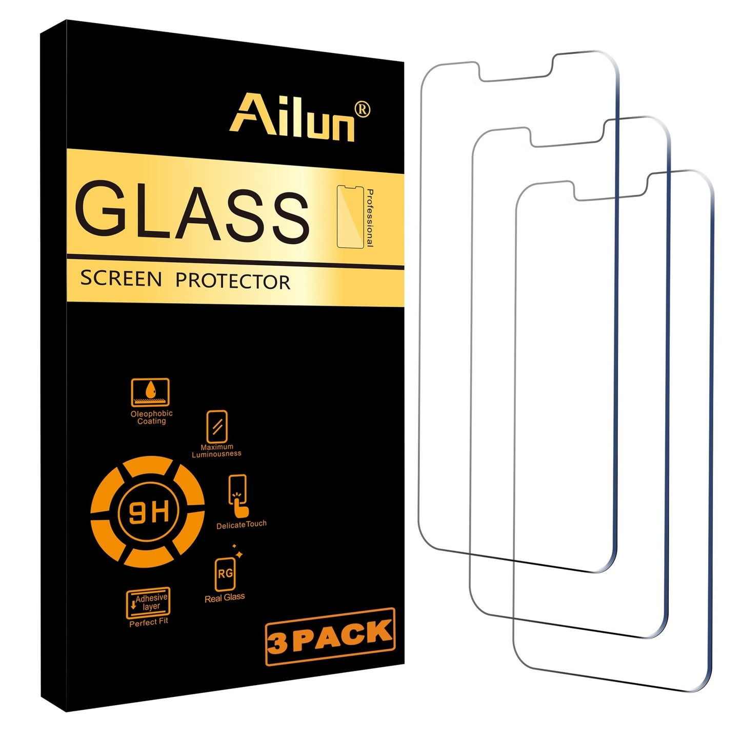 Ailun Screen Protector for iPhone 16e / iPhone 14 / iPhone 13 / iPhone 13 Pro [6.1 Inch] Display 3 Pack Tempered Glass, Case Friendly [Not for iPhone 16 6.1 Inch] - 7DAY'S