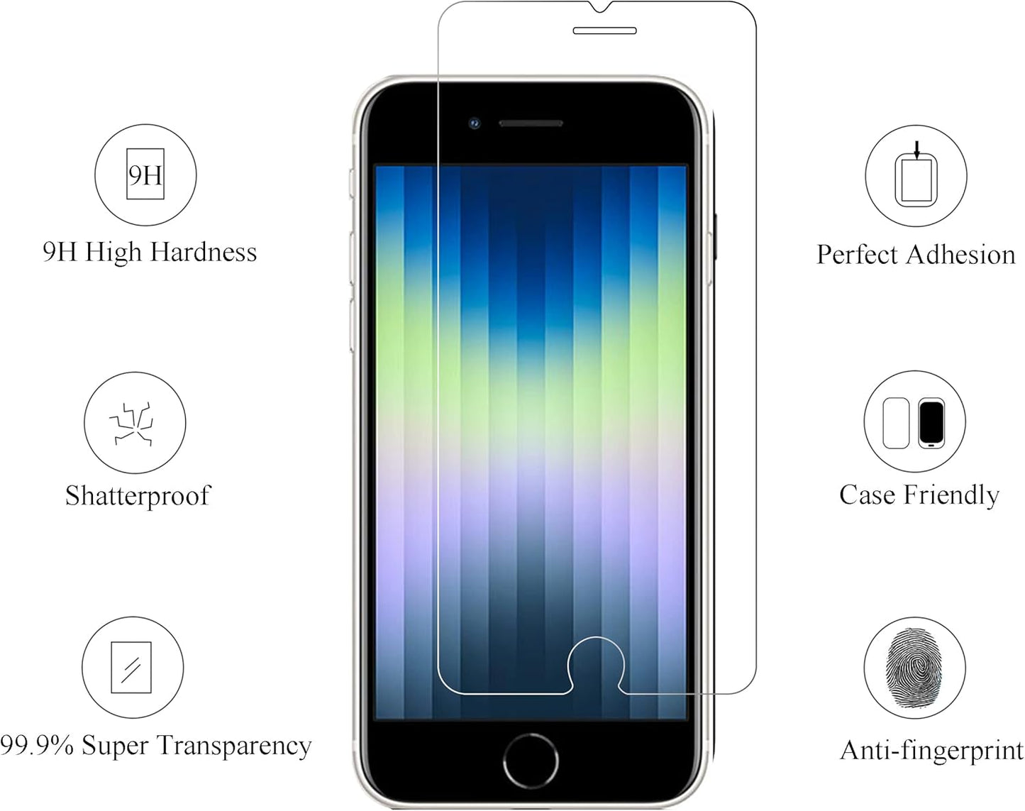 Ailun Screen Protector for iPhone SE 2020/2022 2Pack 0.33mm 4.7 Inch Tempered Glass Case Friendly iPhone SE 2nd/3rd Generation - 7DAY'S