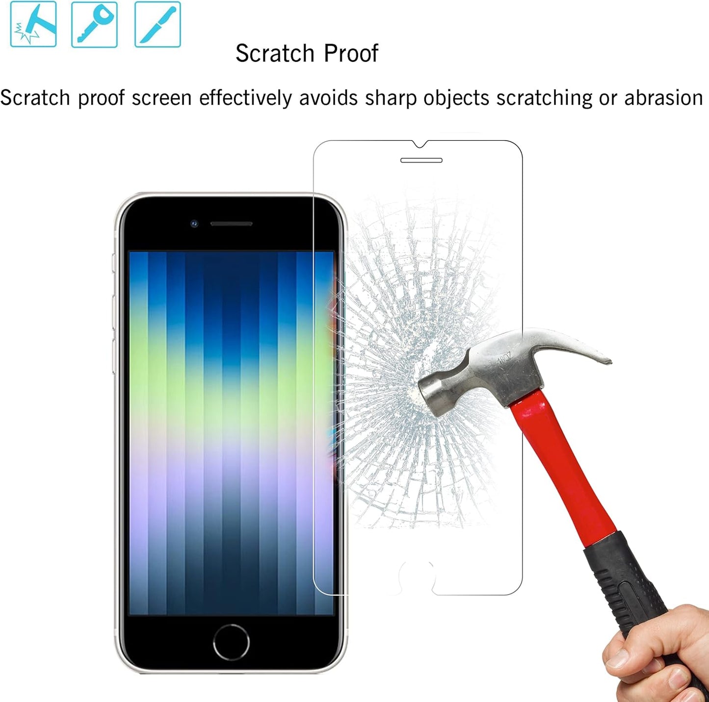 Ailun Screen Protector for iPhone SE 2022 3rd Generation, [3Pack] Case Friendly Tempered Glass - 7DAY'S