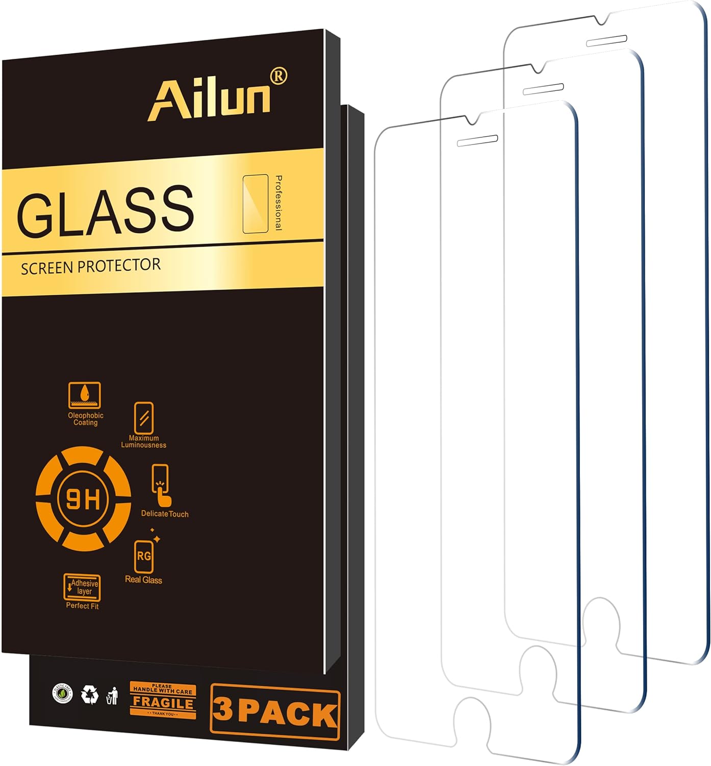 Ailun Screen Protector for iPhone SE 2022 3rd Generation, [3Pack] Case Friendly Tempered Glass - 7DAY'S