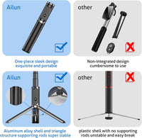 Ailun Selfie Stick Tripod,Extendable Aluminum,3 in 1,Bluetooth Wireless Remote and 360 Rotation Stand for iPhone 16/15/14/13/12/11/11 Pro/XS Max/XS/XR/X/8/7 and More Smartphones - 7DAY'S