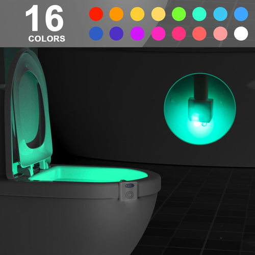 Ailun Toilet Night Light Motion Activated LED Light 16 Colors Changing Toilet Bowl Illuminate Nightlight for Bathroom Battery Not Included Perfect Decorating Combination with Faucet Light [2 Pack] - 7DAY'S