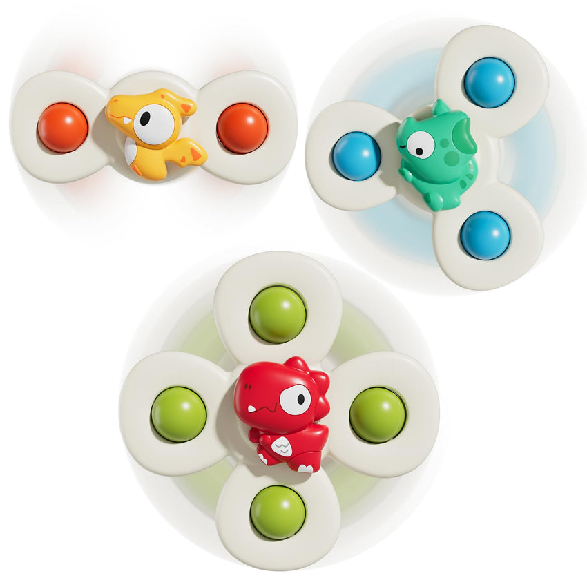 ALASOU 3PCS Suction Cup Spinner Toys for 1 Year Old Boy Girl|Spinning Top Baby Toys 12 18 Months|1 2 Year Old Boy Birthday Gift|Baby Bath Toy for Kids Ages 1 - 3|Sensory Toy for Toddlers 1 - 3 - 7DAY'S