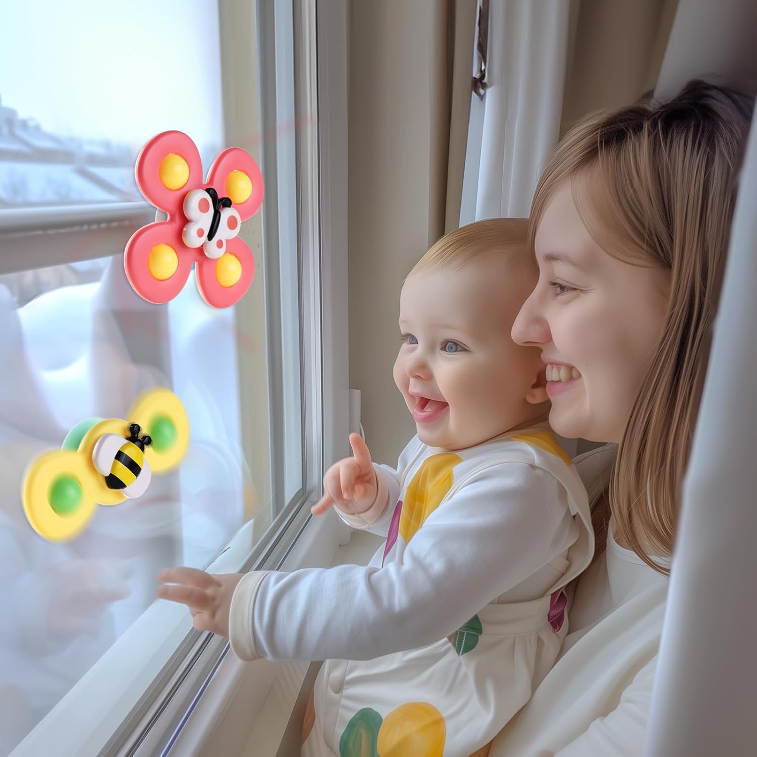 ALASOU 3PCS Suction Cup Spinner Toys for 1 Year Old Boy Girl|Spinning Top Baby Toys 12 18 Months|1 2 Year Old Boy Birthday Gift|Baby Bath Toy for Kids Ages 1 - 3|Sensory Toy for Toddlers 1 - 3 - 7DAY'S
