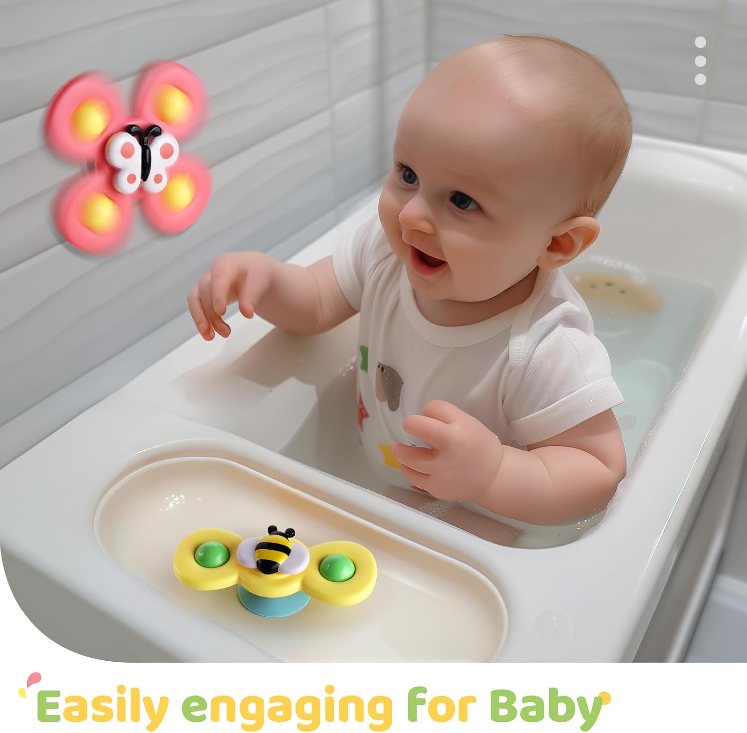 ALASOU 3PCS Suction Cup Spinner Toys for 1 Year Old Boy Girl|Spinning Top Baby Toys 12 18 Months|1 2 Year Old Boy Birthday Gift|Baby Bath Toy for Kids Ages 1 - 3|Sensory Toy for Toddlers 1 - 3 - 7DAY'S