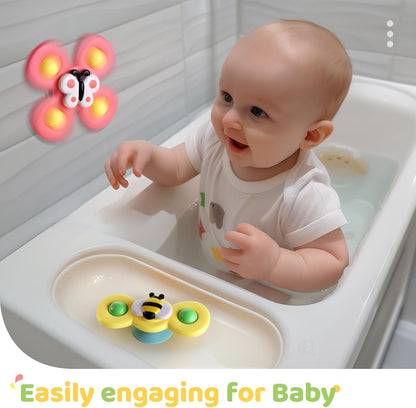 ALASOU 3PCS Suction Cup Spinner Toys for 1 Year Old Boy Girl|Spinning Top Baby Toys 12 18 Months|1 2 Year Old Boy Birthday Gift|Baby Bath Toy for Kids Ages 1 - 3|Sensory Toy for Toddlers 1 - 3 - 7DAY'S