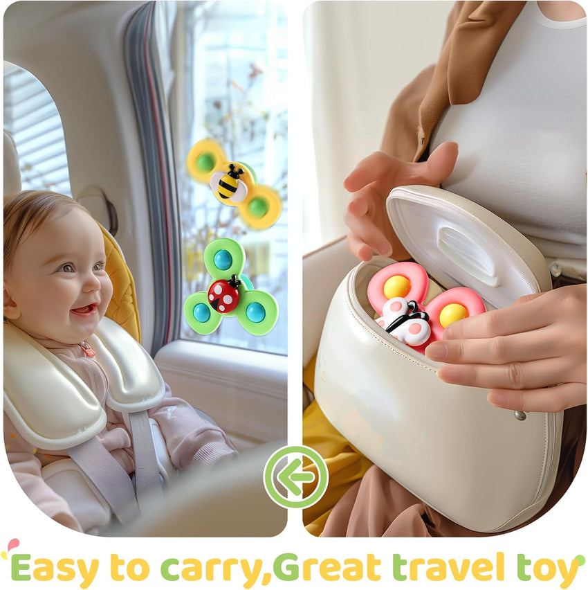 ALASOU 3PCS Suction Cup Spinner Toys for 1 Year Old Boy Girl|Spinning Top Baby Toys 12 18 Months|1 2 Year Old Boy Birthday Gift|Baby Bath Toy for Kids Ages 1 - 3|Sensory Toy for Toddlers 1 - 3 - 7DAY'S
