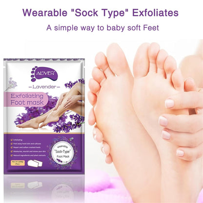 ALIVER Foot Peel Mask 3 Pack, Exfoliator Peel Off Calluses Dead Skin Callus Remover, Baby Soft Smooth Touch Feet - Men Women (Lavender) - 7DAY'S