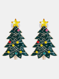 Alloy Inlaid Rhinestone Christmas Tree Earrings - 7DAY'S