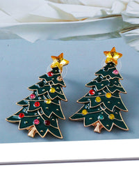 Alloy Inlaid Rhinestone Christmas Tree Earrings - 7DAY'S