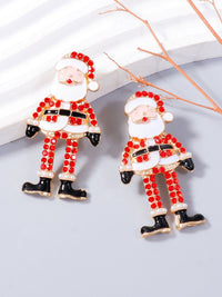 Alloy Rhinestone Santa Earrings - 7DAY'S