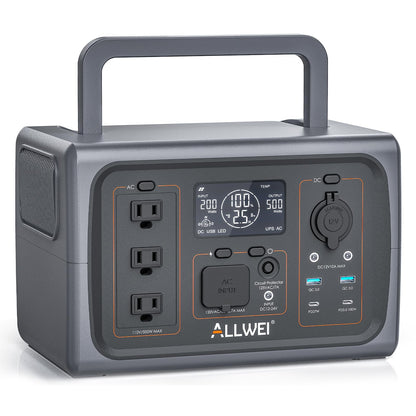 ALLWEI Portable Power Station 300W, 280Wh Solar Generator with 110V Pure Sine Wave AC Outlet, Backup Lithium Battery Generator for CPAP Outdoor RV Camping Emergency Home Use - 7DAY'S