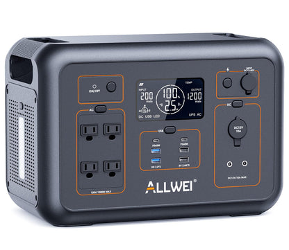 ALLWEI Portable Power Station 300W, 280Wh Solar Generator with 110V Pure Sine Wave AC Outlet, Backup Lithium Battery Generator for CPAP Outdoor RV Camping Emergency Home Use - 7DAY'S