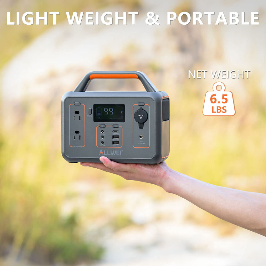 ALLWEI Portable Power Station 300W, 280Wh Solar Generator with 110V Pure Sine Wave AC Outlet, Backup Lithium Battery Generator for CPAP Outdoor RV Camping Emergency Home Use - 7DAY'S