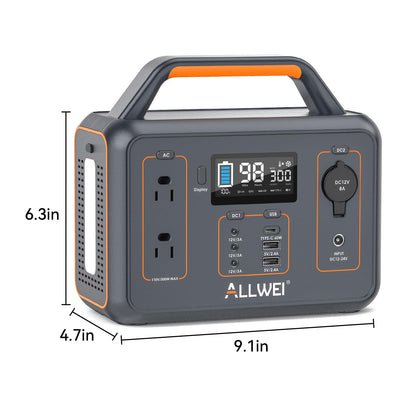 ALLWEI Portable Power Station 300W, 280Wh Solar Generator with 110V Pure Sine Wave AC Outlet, Backup Lithium Battery Generator for CPAP Outdoor RV Camping Emergency Home Use - 7DAY'S