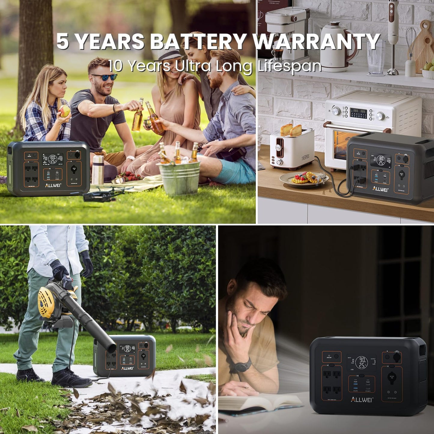 ALLWEI Portable Power Station 300W, 280Wh Solar Generator with 110V Pure Sine Wave AC Outlet, Backup Lithium Battery Generator for CPAP Outdoor RV Camping Emergency Home Use - 7DAY'S