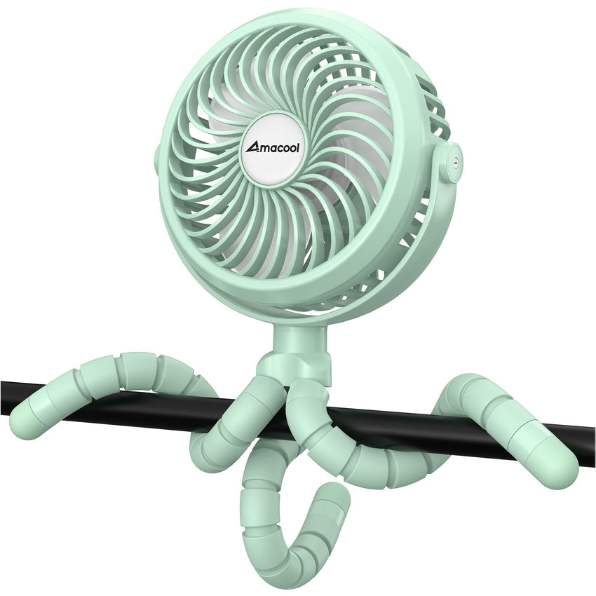 AMACOOL Battery Operated Stroller Fan Flexible Tripod Clip On Fan with 3 Speeds and Rotatable Handheld Personal Fans for Car Seat Crib Bike Treadmill (Black) - 7DAY'S