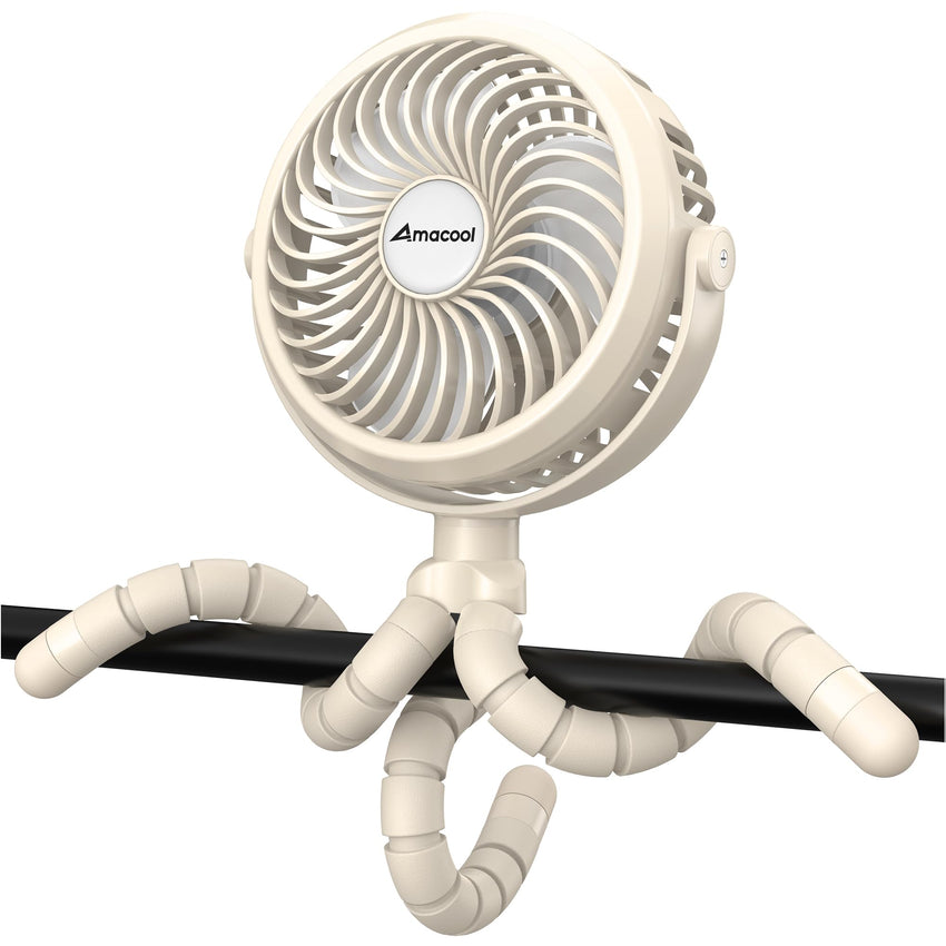 AMACOOL Battery Operated Stroller Fan Flexible Tripod Clip On Fan with 3 Speeds and Rotatable Handheld Personal Fans for Car Seat Crib Bike Treadmill (Black) - 7DAY'S