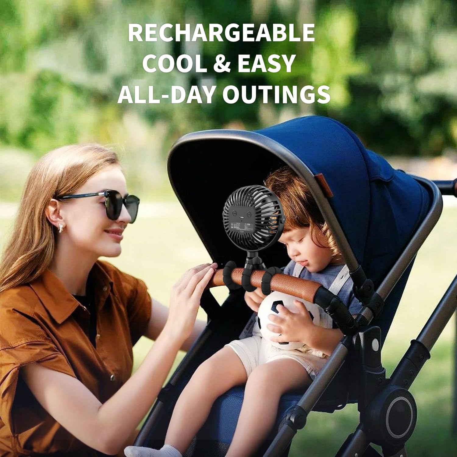 AMACOOL Battery Operated Stroller Fan Flexible Tripod Clip On Fan with 3 Speeds and Rotatable Handheld Personal Fans for Car Seat Crib Bike Treadmill (Black) - 7DAY'S