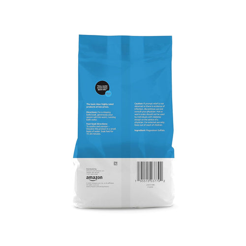 Amazon Basics Epsom Salt Soak, Unscented, Magnesium Sulfate USP, Muscle and Feet Relaxation, Soothing, 3 Pound, Pack of 1 - 7DAY'S