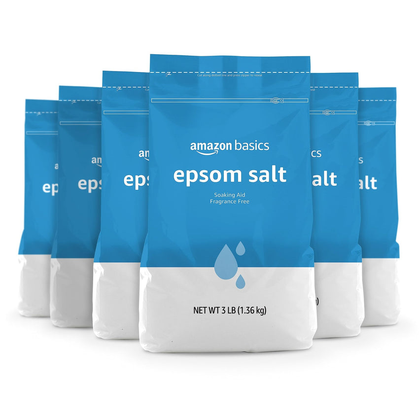 Amazon Basics Epsom Salt Soak, Unscented, Magnesium Sulfate USP, Muscle and Feet Relaxation, Soothing, 3 Pound, Pack of 1 - 7DAY'S