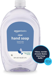 Amazon Basics Gentle & Mild Clear Liquid Hand Soap Refill, Triclosan - free, 50 Fluid Ounces, 1 - Pack (Previously Solimo) - 7DAY'S