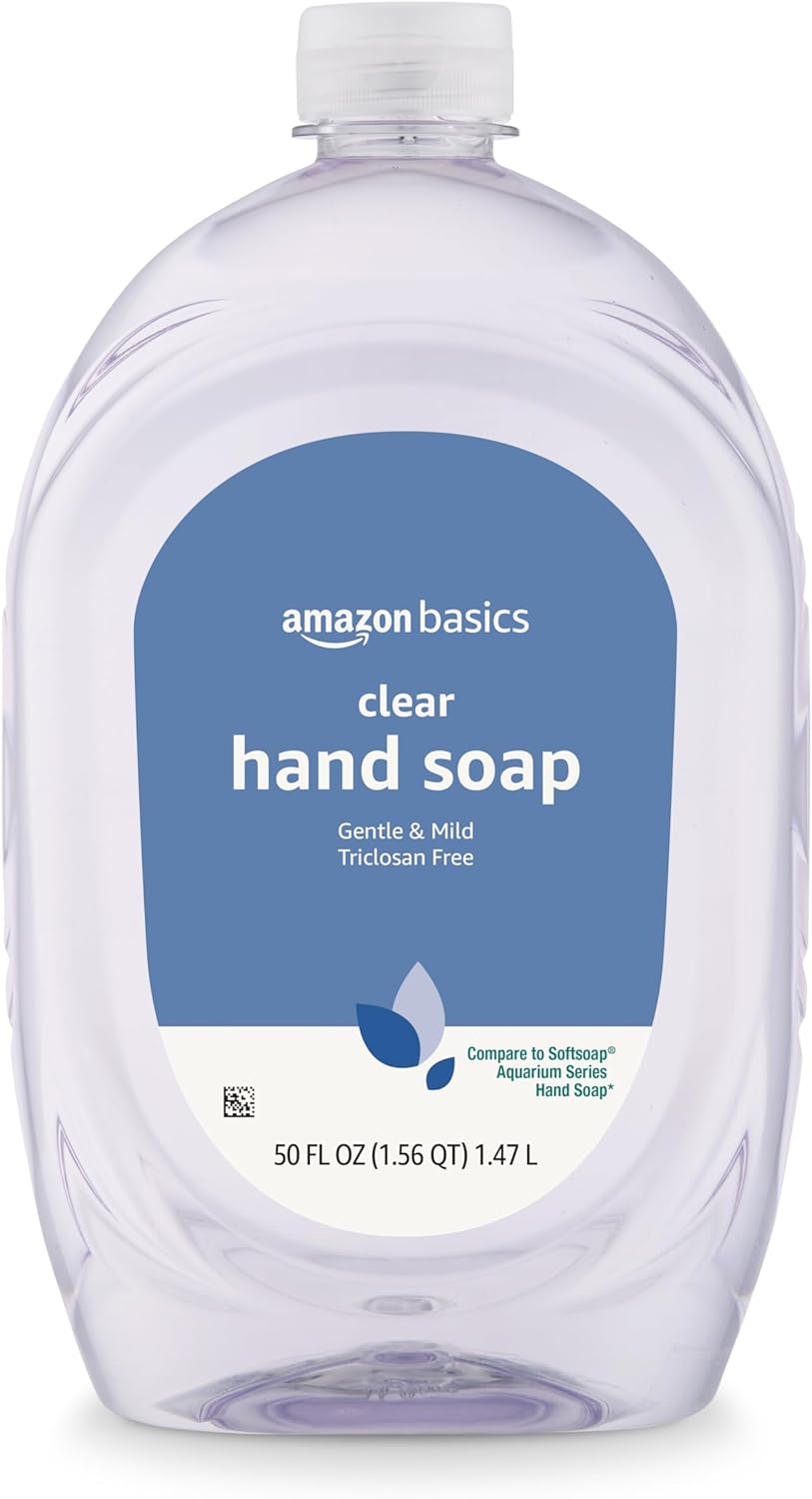 Amazon Basics Gentle & Mild Clear Liquid Hand Soap Refill, Triclosan - free, 50 Fluid Ounces, 1 - Pack (Previously Solimo) - 7DAY'S