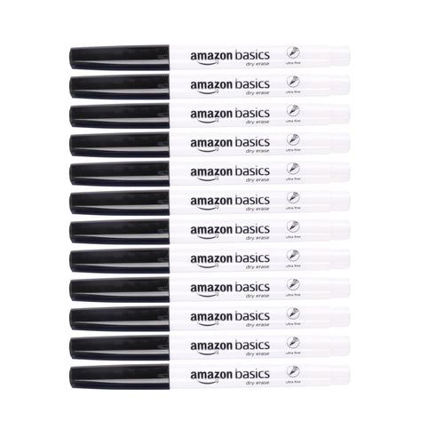 Amazon Basics Low Odor Ultra Fine Tip Dry Erase White Board Markers, Assorted Colors, 12 - Pack - 7DAY'S