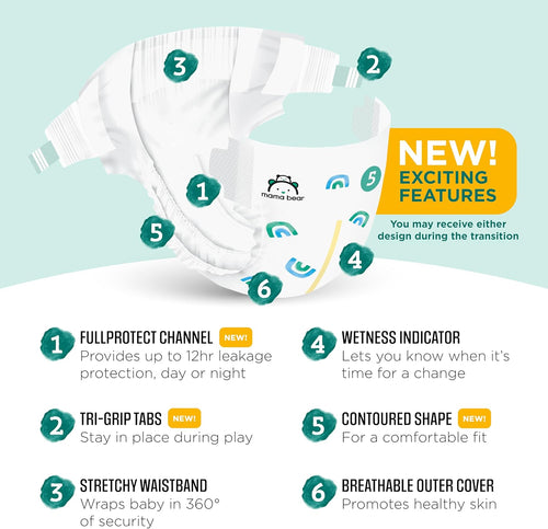 Amazon Brand - Mama Bear Gentle Touch Diapers, Size 5, 132 Count (4 packs of 33) - 7DAY'S