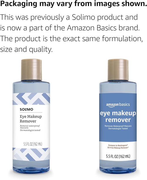 Amazon Brand - Solimo Eye Makeup Remover, Removes Waterproof Mascara, Dermatologist Tested, 5.5 Fluid Ounce - 7DAY'S