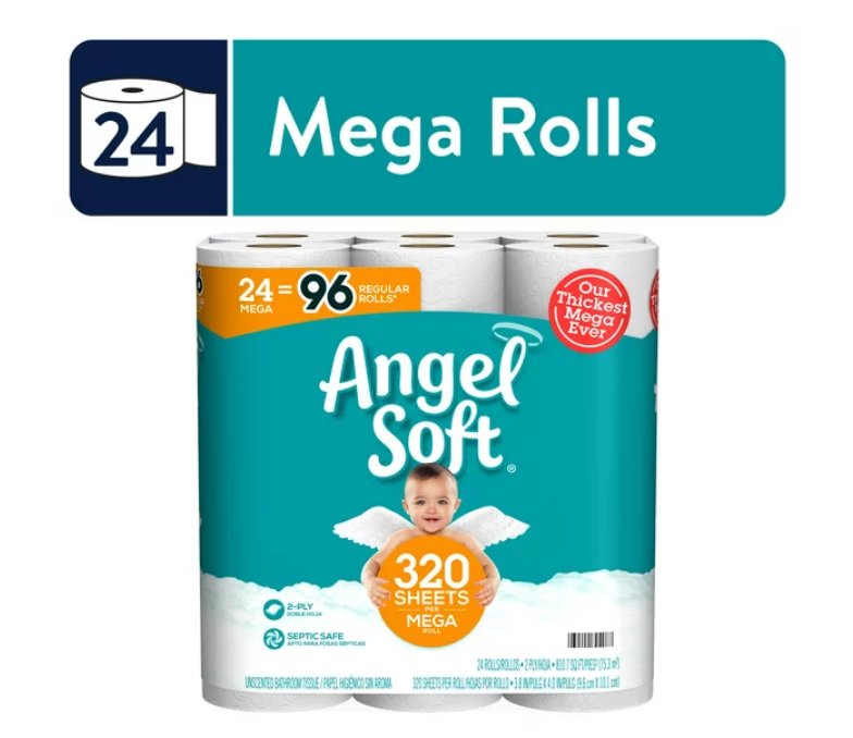 Angel Soft Toilet Paper; 24 Mega Rolls - 7DAY'S