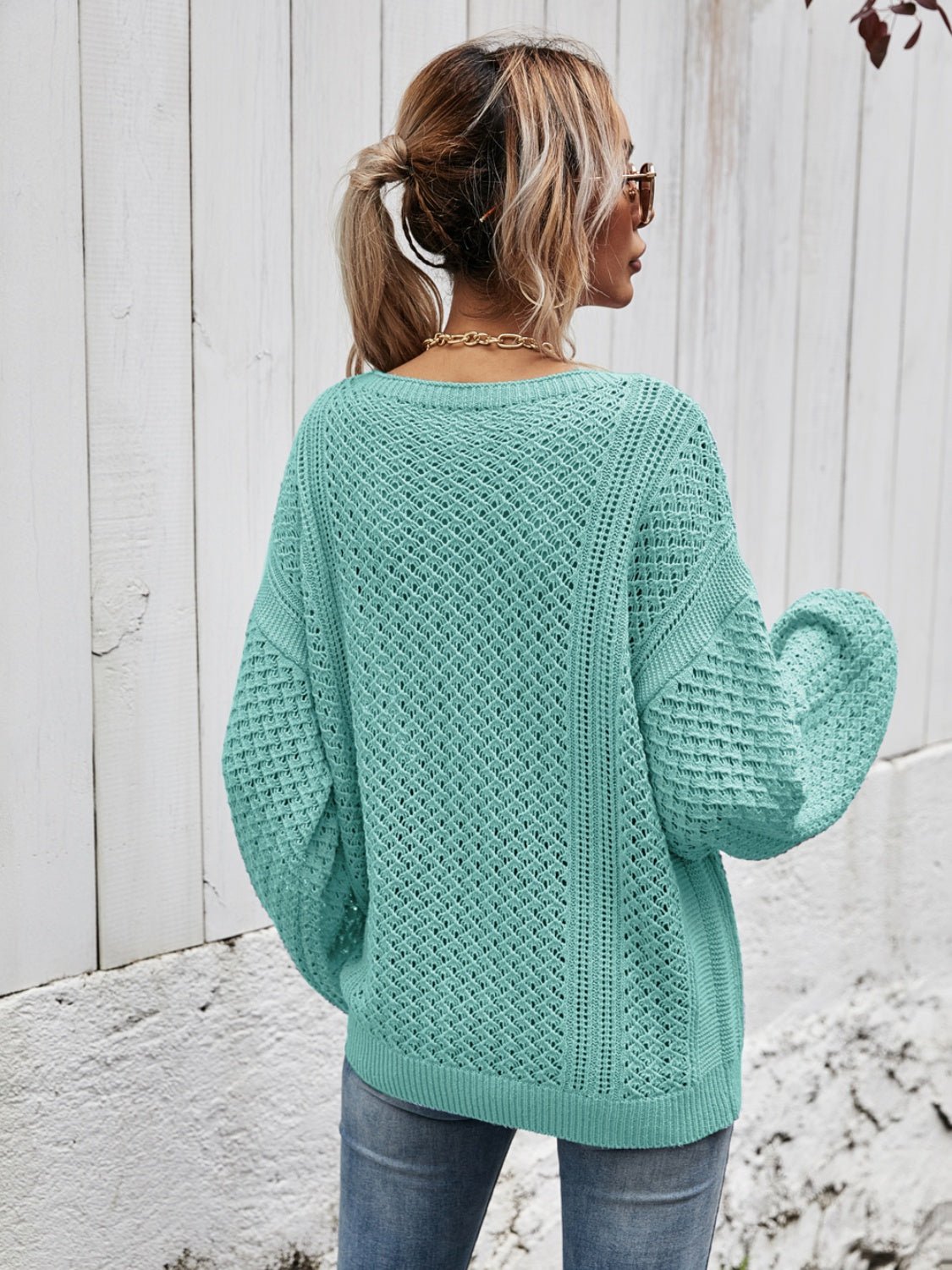 Angel Wings V - Neck Dropped Shoulder Sweater - 7DAY'S