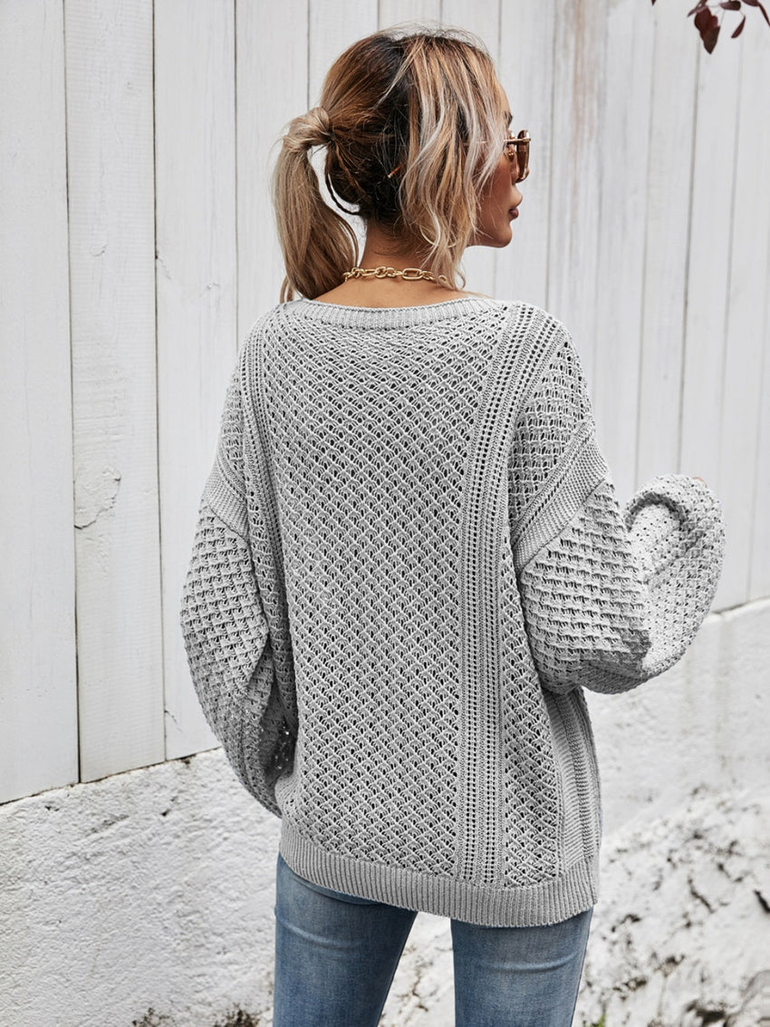 Angel Wings V - Neck Dropped Shoulder Sweater - 7DAY'S