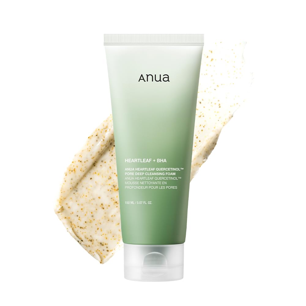 ANUA Heartleaf Quercetinol Pore Deep Cleansing Foam, Facial Cleanser, for Double Cleansing, BHA, Hyaluronic Acid, Glycerin, Face Wash, Blackhead Remover, Korean Skincare (150ml/5.07 fl.oz.) - 7DAY'S