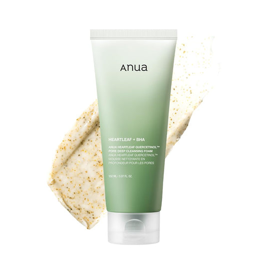 ANUA Heartleaf Quercetinol Pore Deep Cleansing Foam, Facial Cleanser, for Double Cleansing, BHA, Hyaluronic Acid, Glycerin, Face Wash, Blackhead Remover, Korean Skincare (150ml/5.07 fl.oz.) - 7DAY'S