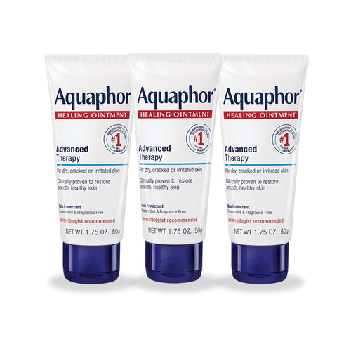 Aquaphor Advanced Therapy Healing Ointment, Hypoallergenic, Fragrance Free Body Moisturizer for Dry Skin and Minor Wound Care, Travel Size Skin Care Set, 1.75 Oz Tube, Pack of 3 - 7DAY'S