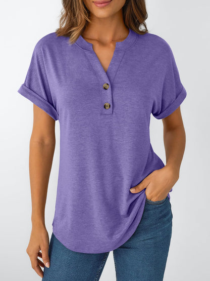 AUTOMET Women's Short Sleeve Shirts Henley Dressy Casual Summer Tops 2025 Trendy Blouses Cute T-Shirts Outfits Clothes - 7DAY'S