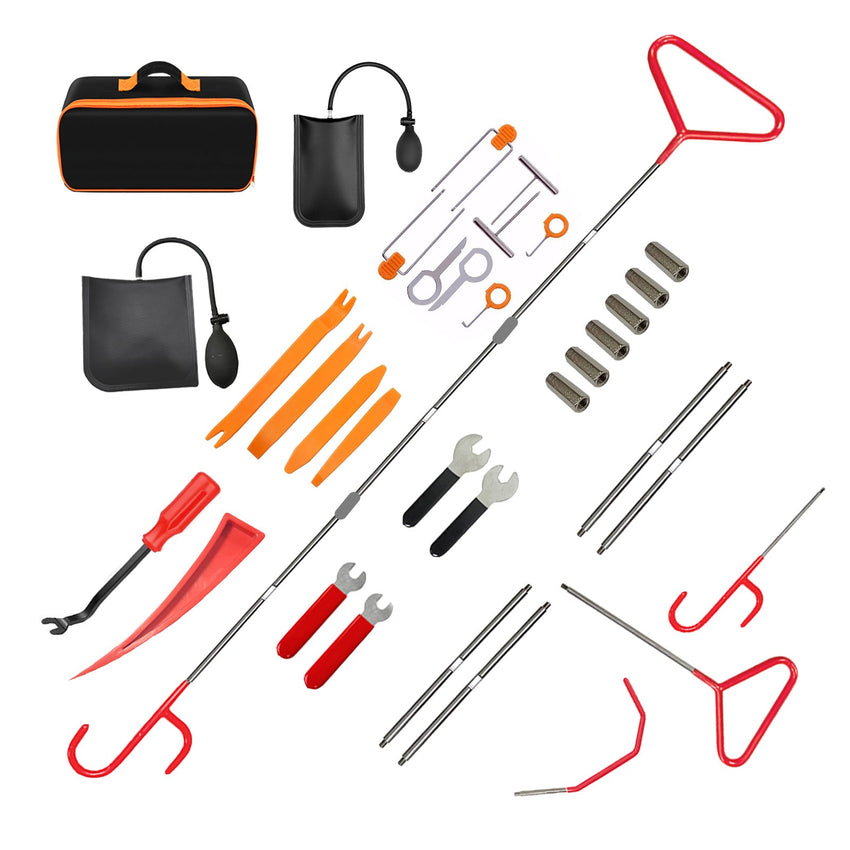 Automotive Tool Set 34 - piece professional automotive kit with stainless steel long distance fasteners seamless wedge air wedge pump automotive trim removal tool - 7DAY'S